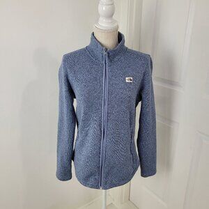 The North Face Jacket Womens M Blue Crescent Fleece Knit Hiking Trails Trekking